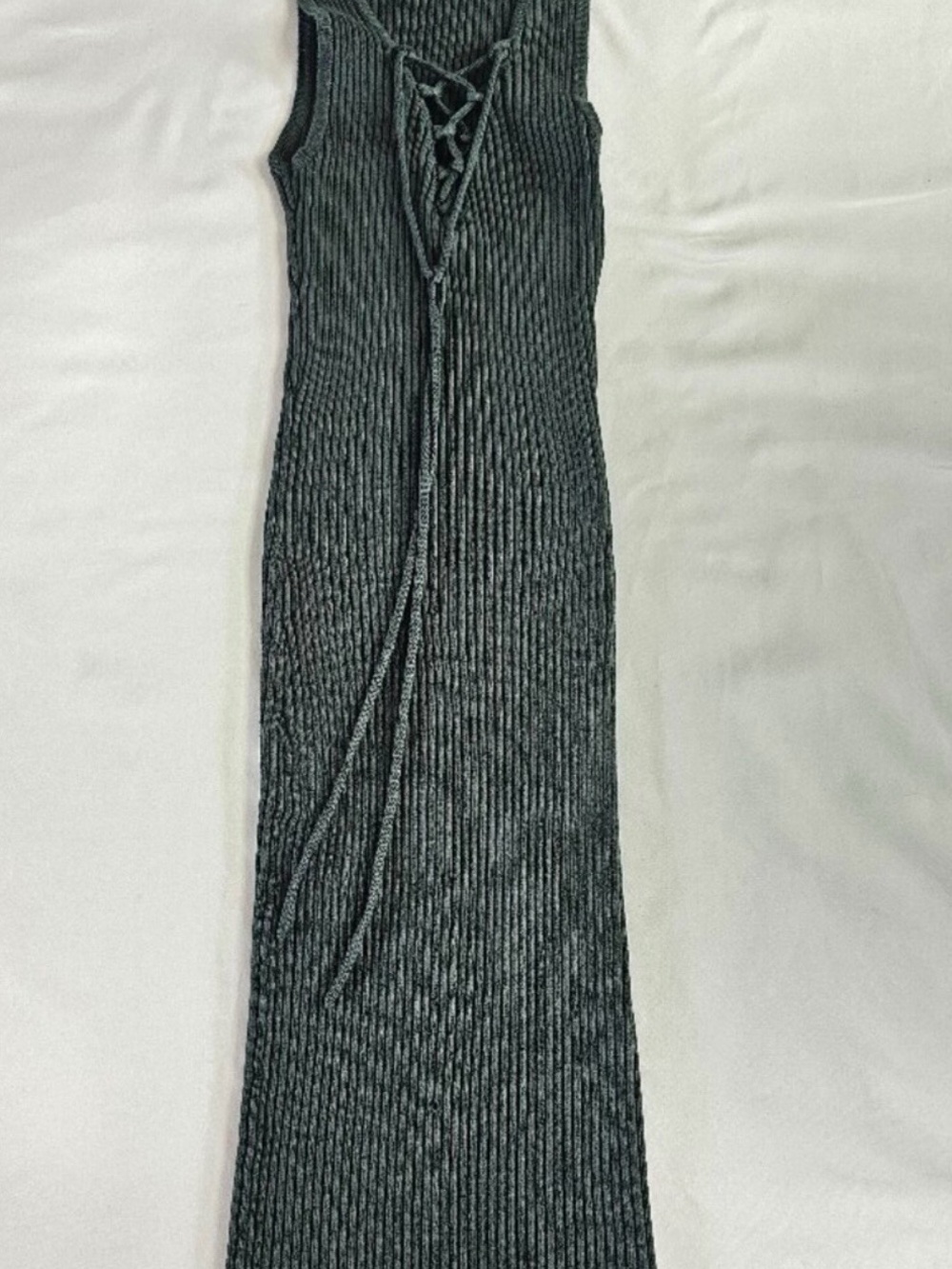 Forever 21 Dark Gray Ribbed Lace-Up Midi Dress